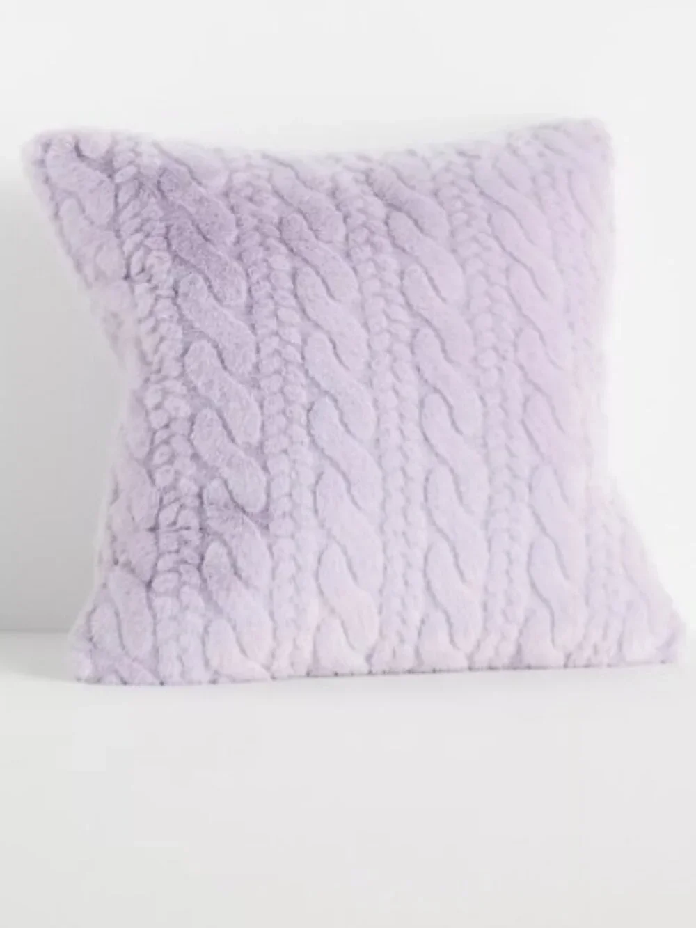 Anthropologie Faux Fur Cable-Knit  Sweater Pillow in Lavender 18” x 18” – NWT
